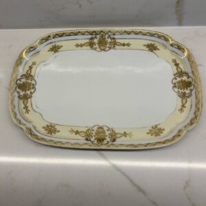 Vintage Noritake Raised Gold and Cream Catchall Dresser Plate Dish